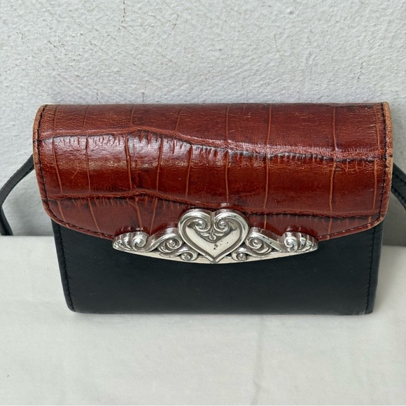 BRIGHTON Vintage ‘96 Crocodile Embossed Leather Wallet Crossbody Removable Strap - Picture 5 of 15
